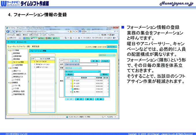 フォーメーション情報の登録