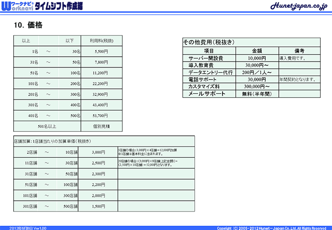 タイムシフト価格表一覧